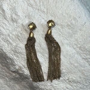 Stella & Dot convertible gold tassel stud earrings